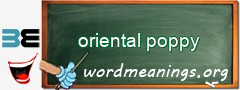 WordMeaning blackboard for oriental poppy